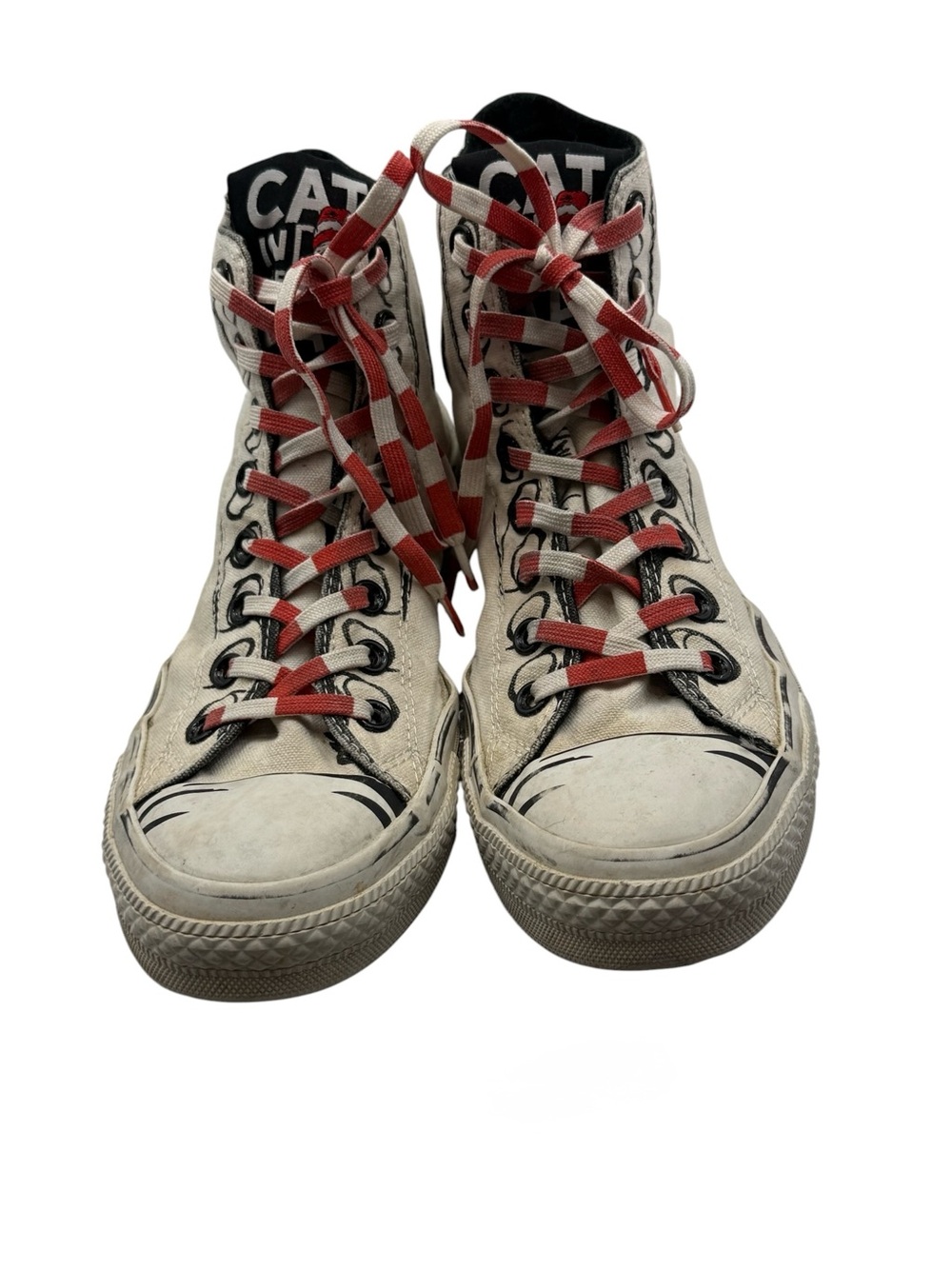 Converse x Dr. Seuss Cat in the Hat High Top Sneakers White Canvas Men’s 8 - Picture 2 of 16